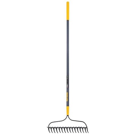 True Temper Double Bow Rake, 16 Tines, 57 in L Fiberglass Handle 34981969